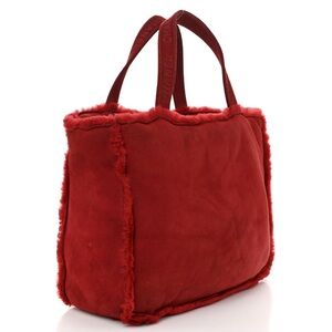 Chanel Mouton Red Suede Shearling Fur Tote✨